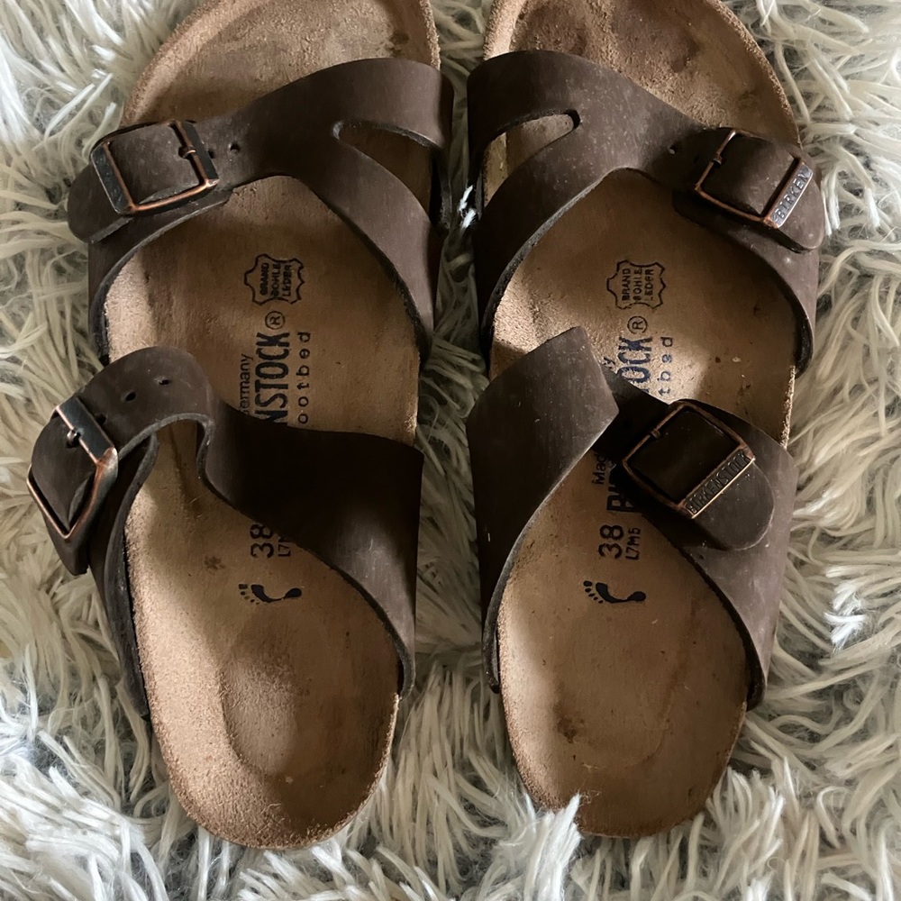 Birkenstock Dark Brown Buckle Sandals